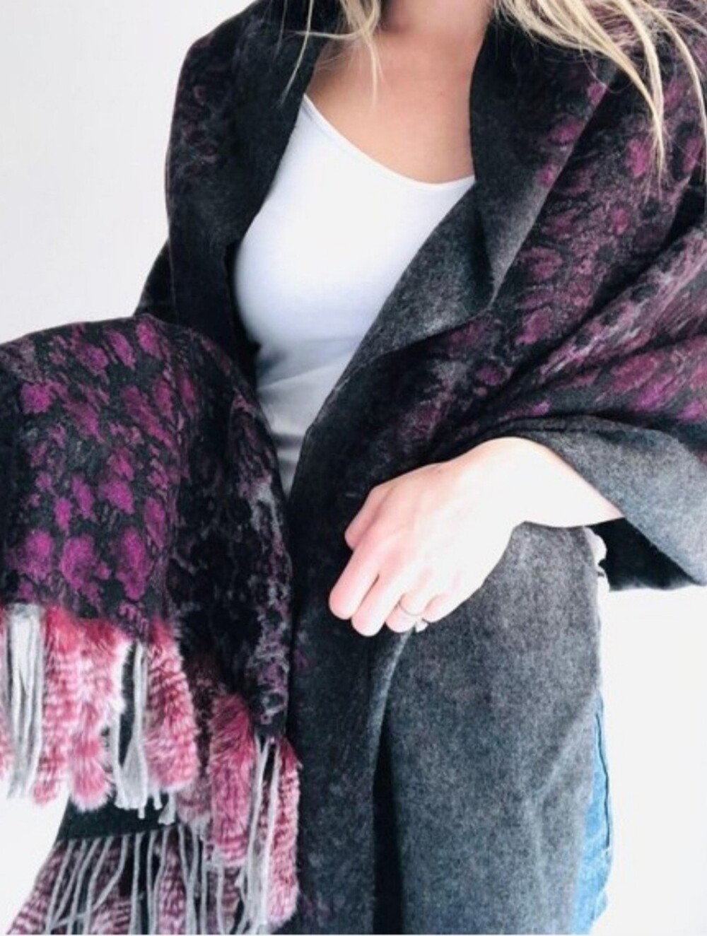 Neiman Marcus Leopard Wool fur Wrap/ Stole /Shawl